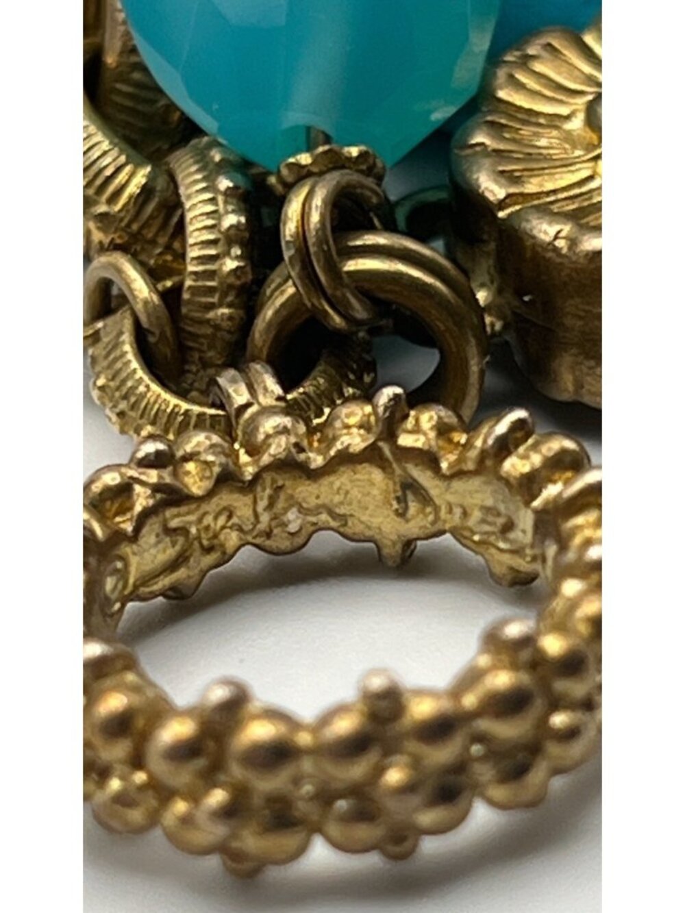 Stephen Dweck Charm Bracelet Vintage Bronze Turquoise Carnelian Gemstone - Picture 16 of 16